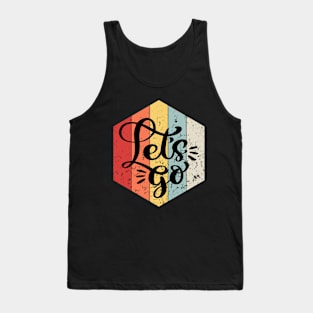 Adventure - Let's Go Hexagon Retro Vintage Sunset Distressed Tank Top